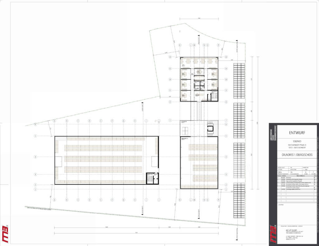 Grundriss des Europacenters für erneuerbare Energien mit innovativen Gebäudestrukturen.